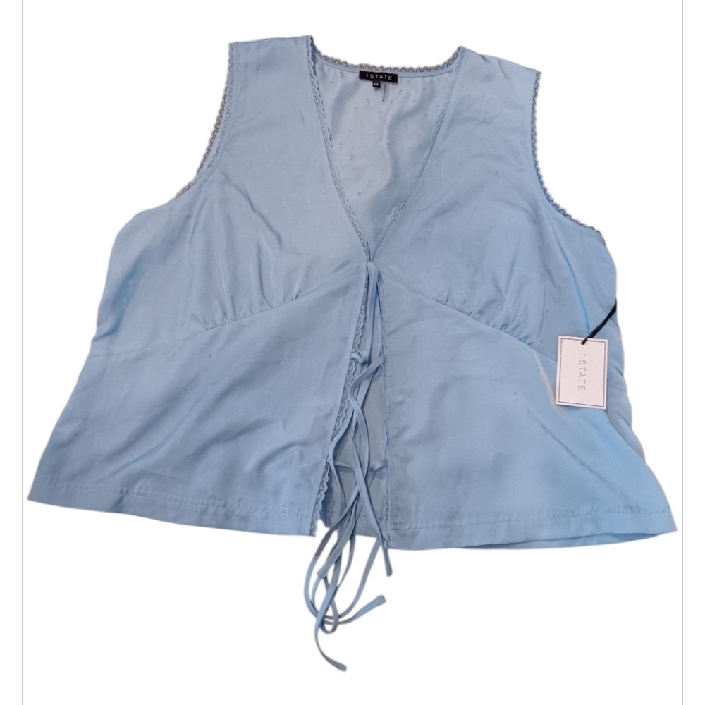 Altar'd State Navy Sleeveless Tie-Front Top - Picture 2 of 5